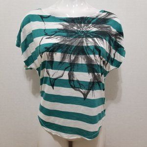 Wet Seal top Size? floral graphic striped slub knit dolman